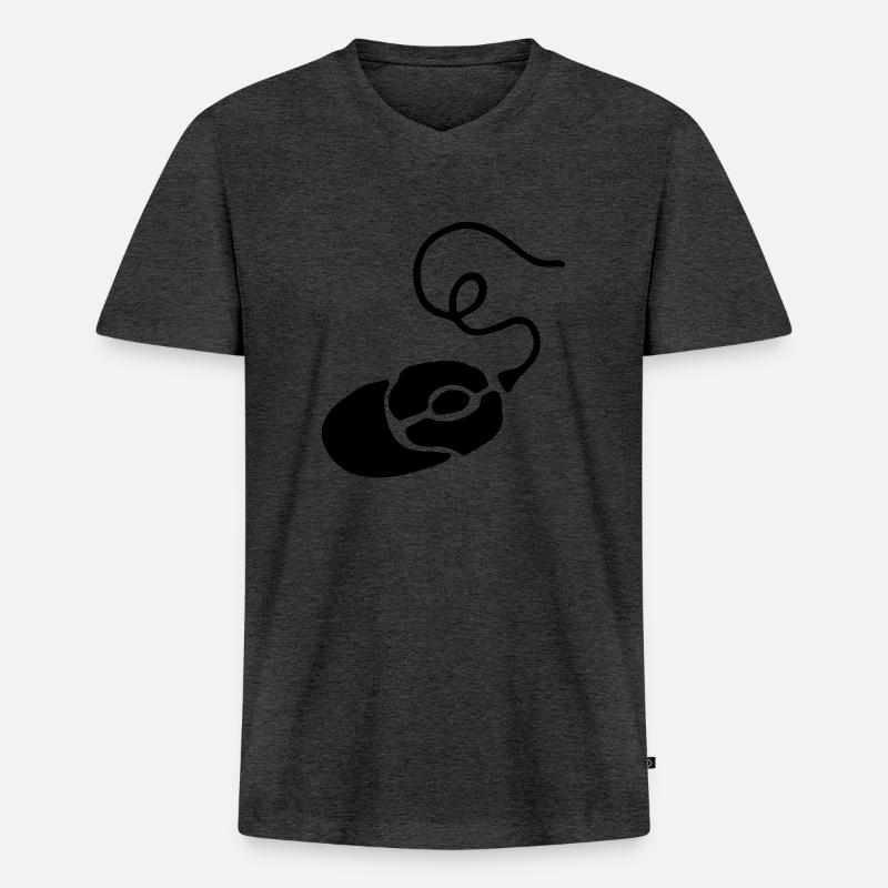 Gamer Geschenk Maus / Mouse - PC - Männer Premium Bio T-Shirt mit V-Ausschnitt - Anthrazit meliert