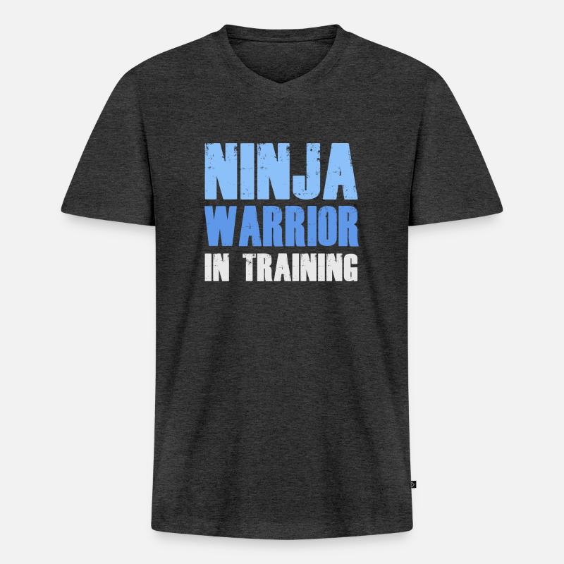 Ninja Warrior In Training - Männer Premium Bio T-Shirt mit V-Ausschnitt - Anthrazit meliert