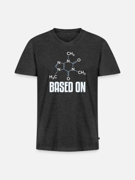 Basiert auf Koffein-Molekül-Geschenk - Männer Premium Bio T-Shirt mit V-Ausschnitt - Anthrazit meliert