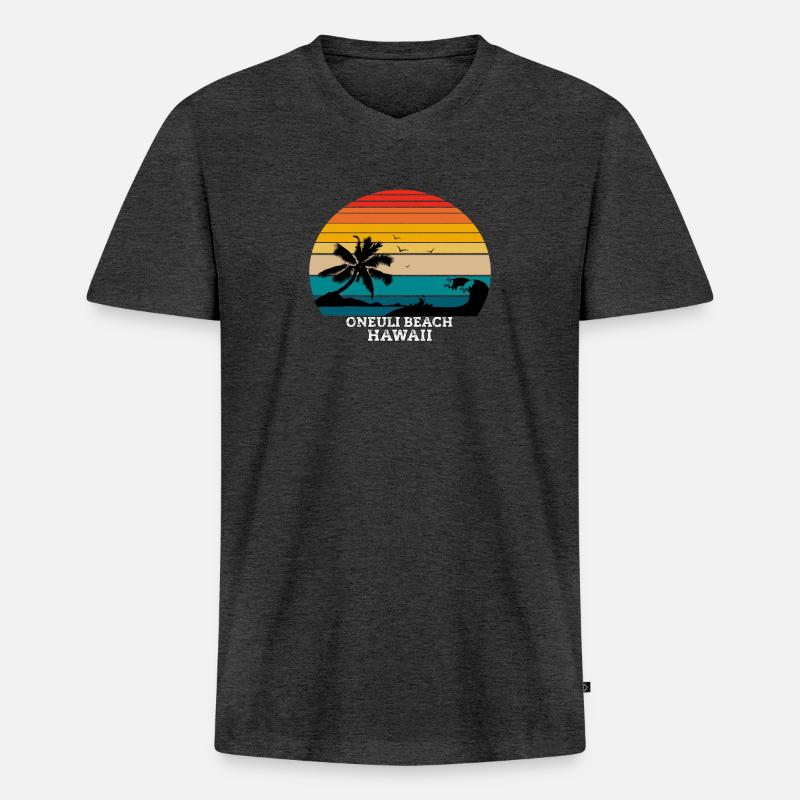 Oneuli Beach Hawaii gift - Männer Premium Bio T-Shirt mit V-Ausschnitt - Anthrazit meliert