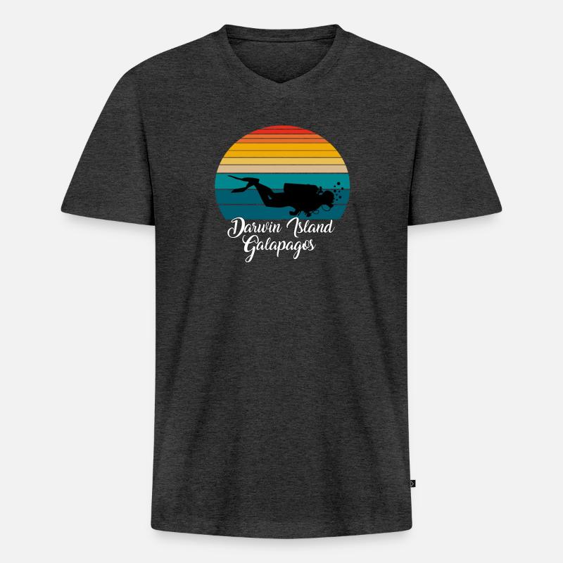 Darwin Island Galapagos Diving - Männer Premium Bio T-Shirt mit V-Ausschnitt - Anthrazit meliert
