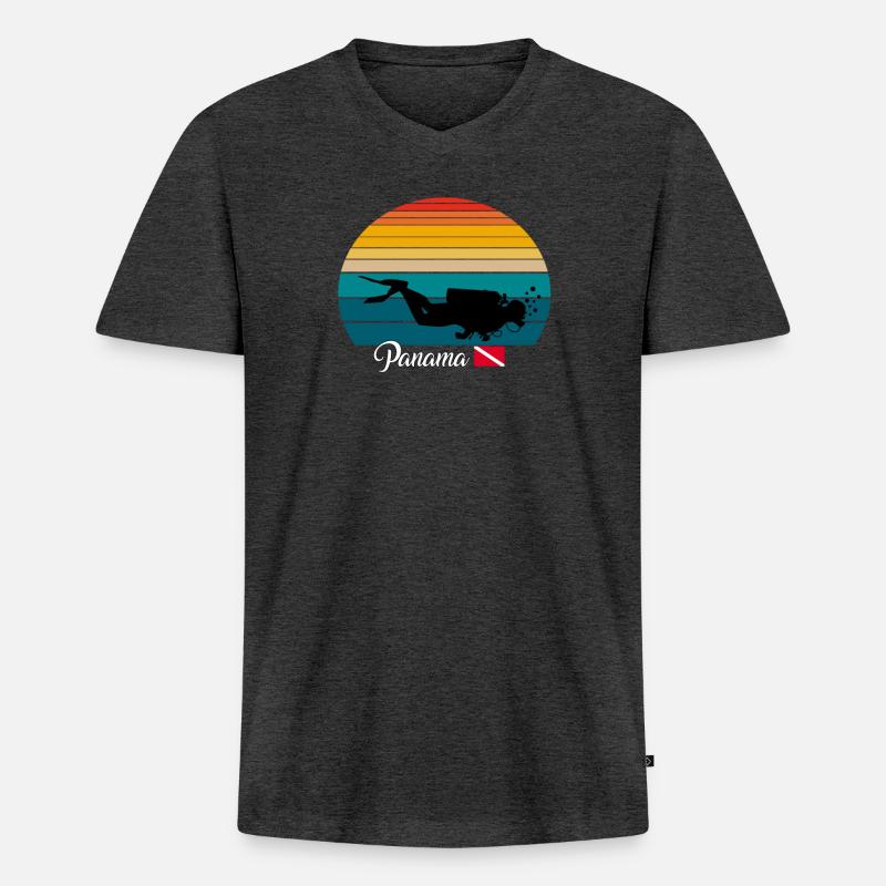 Panama Scuba Diving Gift - Männer Premium Bio T-Shirt mit V-Ausschnitt - Anthrazit meliert