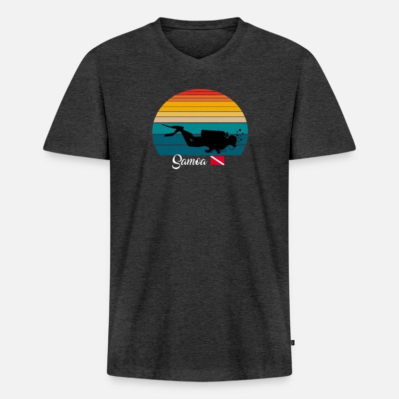 Samoa Scuba Diving Gift - Männer Premium Bio T-Shirt mit V-Ausschnitt - Anthrazit meliert