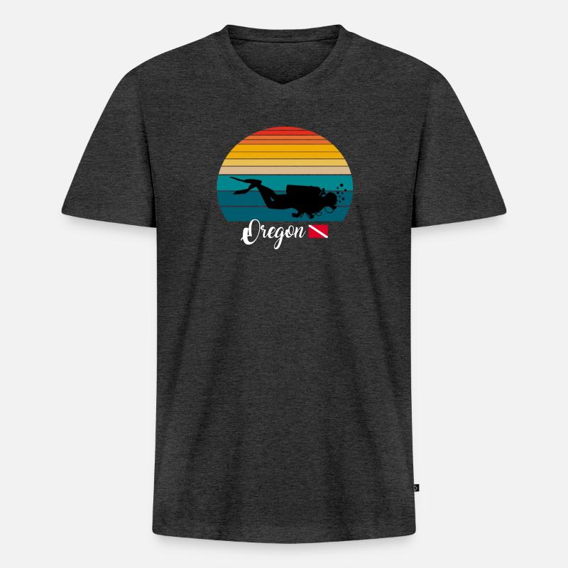 Oregon Scuba Diving Gift - Männer Premium Bio T-Shirt mit V-Ausschnitt - Anthrazit meliert