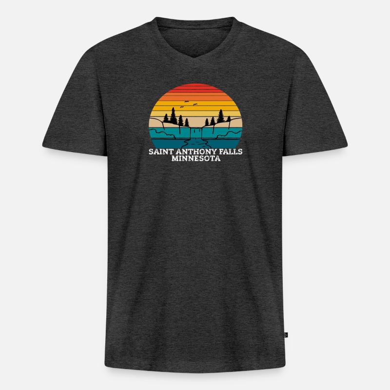 Saint Anthony Falls Minnesota - Männer Premium Bio T-Shirt mit V-Ausschnitt - Anthrazit meliert