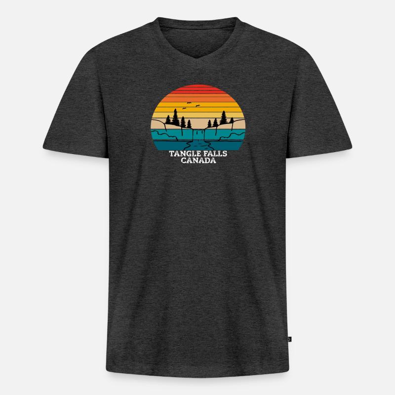 Tangle Falls Canada - Männer Premium Bio T-Shirt mit V-Ausschnitt - Anthrazit meliert