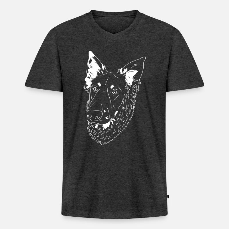 Gelbbacke - Männer Premium Bio T-Shirt mit V-Ausschnitt - Anthrazit meliert