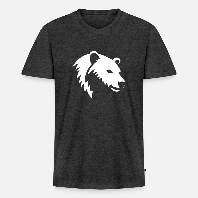 Bär Silhouette eines Eisbärkopfes - Männer Premium Bio T-Shirt mit V-Ausschnitt - Anthrazit meliert
