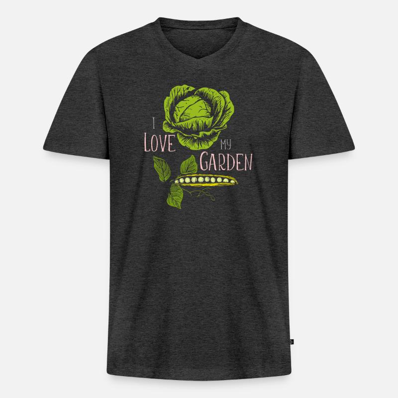 Gemüsegarten - Männer Premium Bio T-Shirt mit V-Ausschnitt - Anthrazit meliert