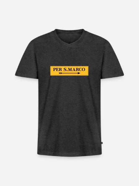 PER S. MARCO - Männer Premium Bio T-Shirt mit V-Ausschnitt - Anthrazit meliert