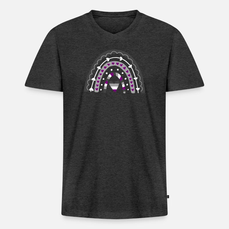 Asexual Pride Boho Regenbogen - Männer Premium Bio T-Shirt mit V-Ausschnitt - Anthrazit meliert