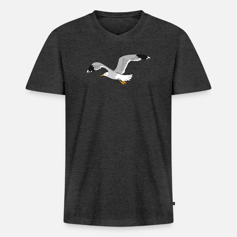 moewe vogel strand - Männer Premium Bio T-Shirt mit V-Ausschnitt - Anthrazit meliert
