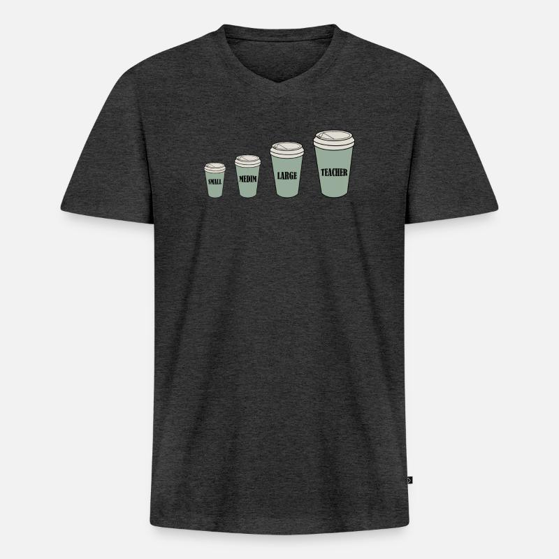 Lehrerkaffee - Männer Premium Bio T-Shirt mit V-Ausschnitt - Anthrazit meliert
