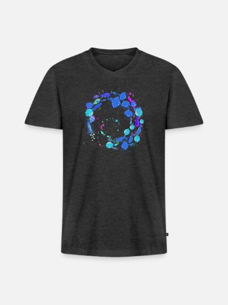 fischschwarm,fische,malerei,blau,graffiti,rochen - Männer Premium Bio T-Shirt mit V-Ausschnitt - Anthrazit meliert