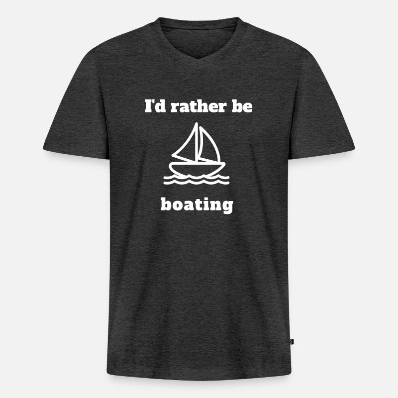 I'd rather be boating! - Männer Premium Bio T-Shirt mit V-Ausschnitt - Anthrazit meliert