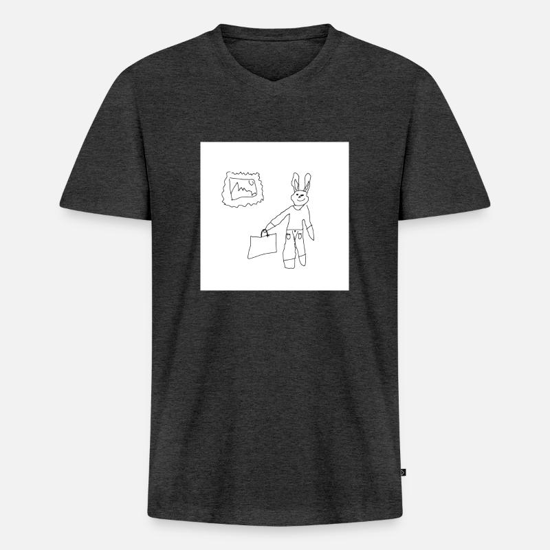 Jack der Hase - Männer Premium Bio T-Shirt mit V-Ausschnitt - Anthrazit meliert