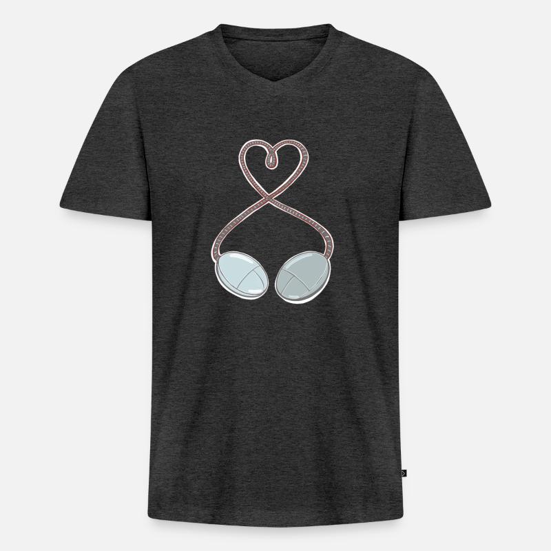 PC - Maus - Games - Computermaus - Männer Premium Bio T-Shirt mit V-Ausschnitt - Anthrazit meliert