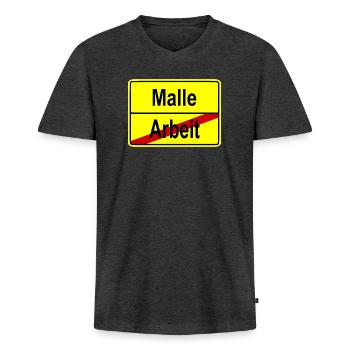 Arbeit vorbei - ab nach malle - Männer Premium Bio T-Shirt mit V-Ausschnitt - Anthrazit meliert - Vorne - Nico (187cm)