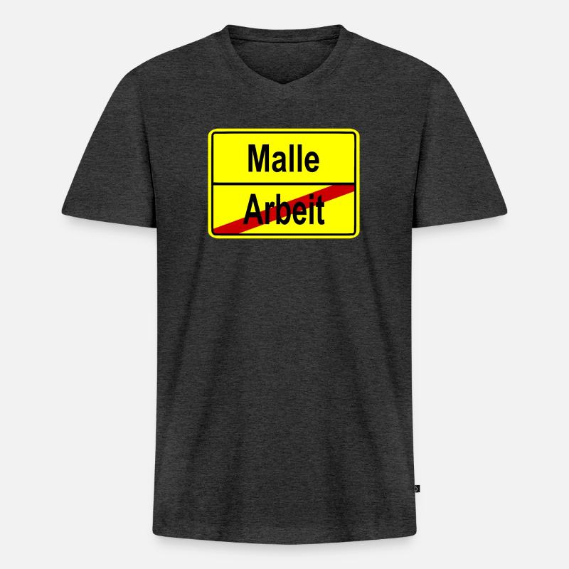 Arbeit vorbei - ab nach malle - Männer Premium Bio T-Shirt mit V-Ausschnitt - Anthrazit meliert