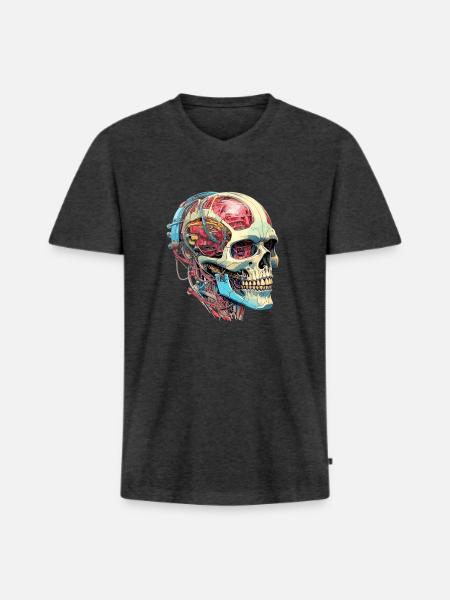 Zombienator - Männer Premium Bio T-Shirt mit V-Ausschnitt - Anthrazit meliert