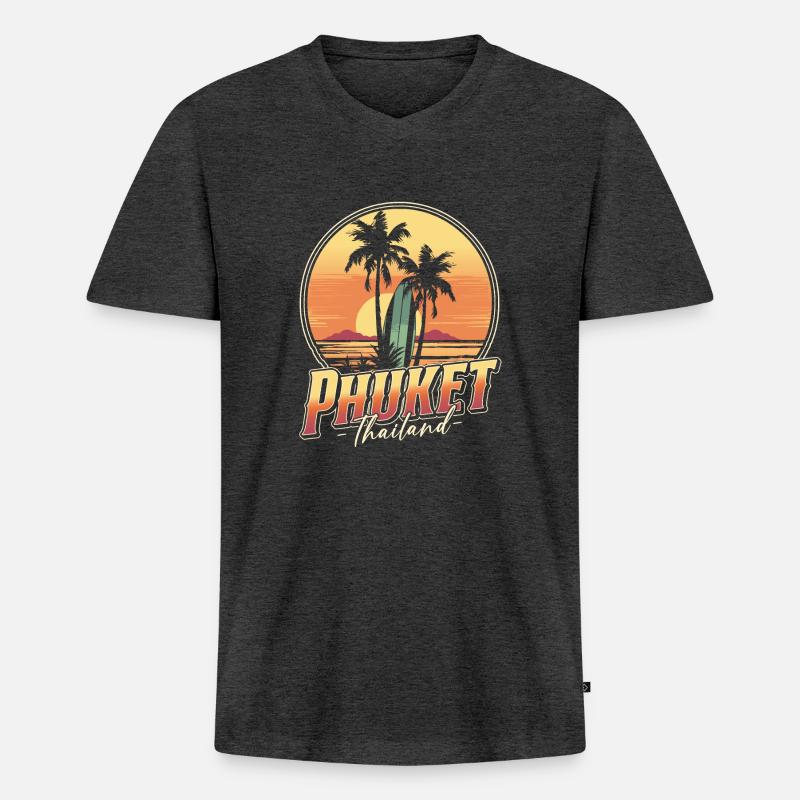 Phuket Thailand - Männer Premium Bio T-Shirt mit V-Ausschnitt - Anthrazit meliert