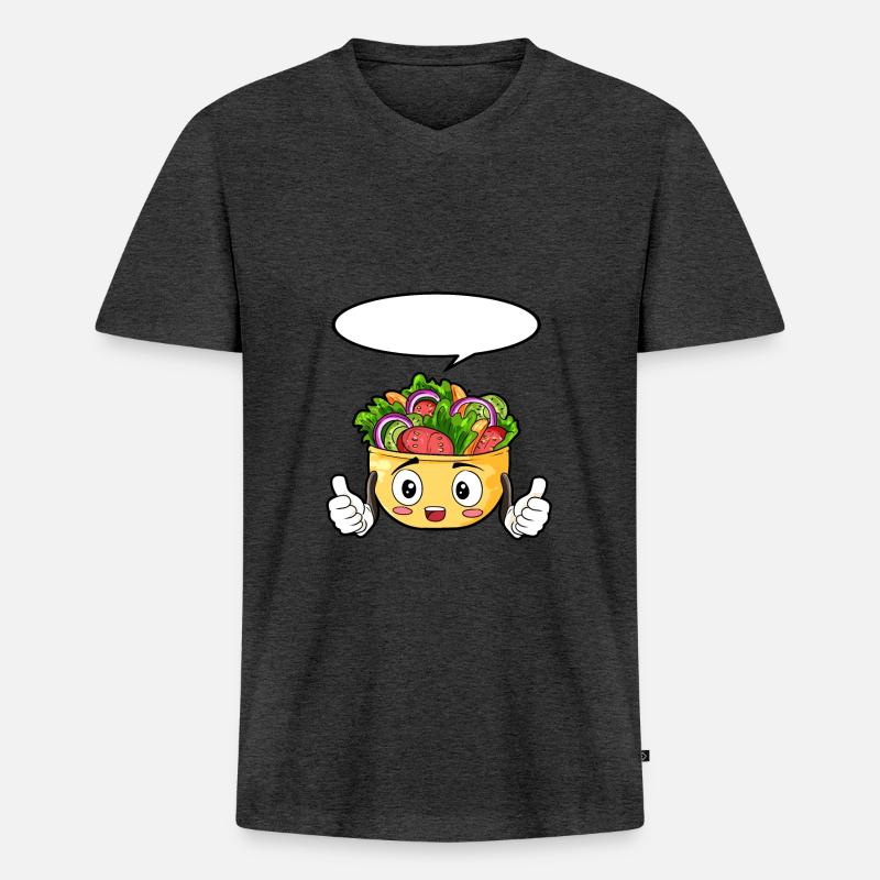 Salat Essen Feinschmecker Geschenk - Männer Premium Bio T-Shirt mit V-Ausschnitt - Anthrazit meliert