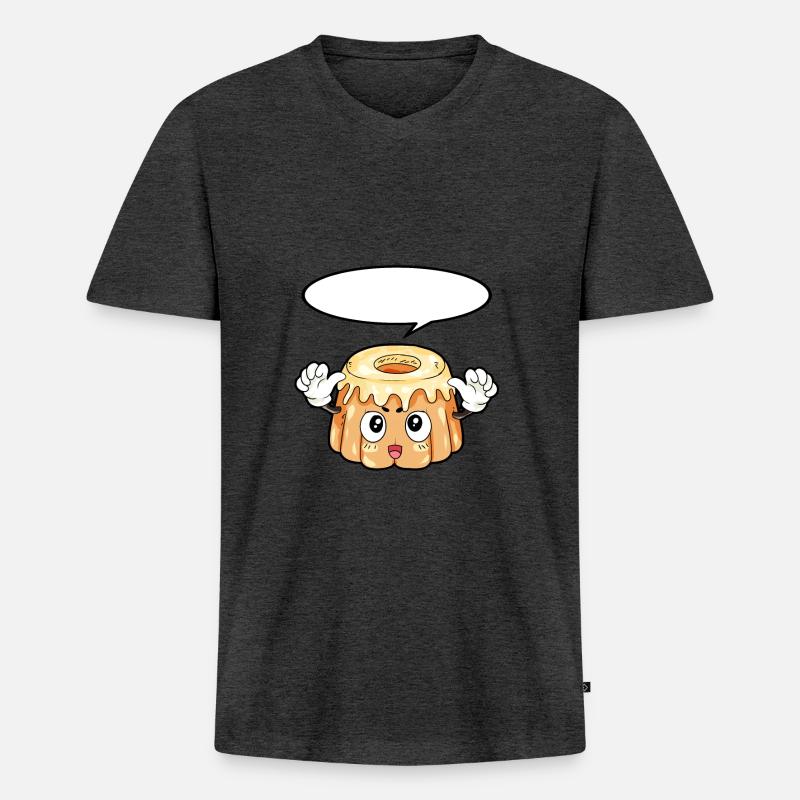 Pudding Essen Feinschmecker Geschenk - Männer Premium Bio T-Shirt mit V-Ausschnitt - Anthrazit meliert