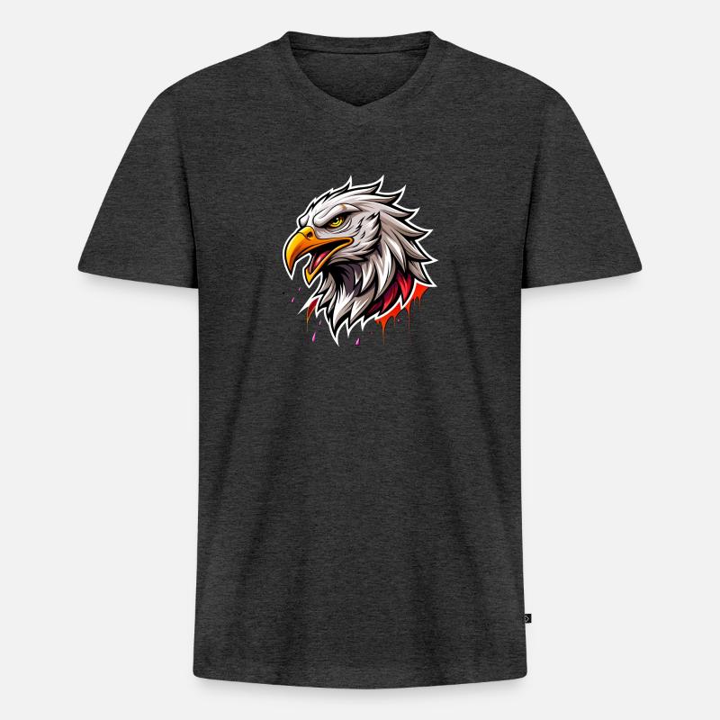eagle head - Männer Premium Bio T-Shirt mit V-Ausschnitt - Anthrazit meliert