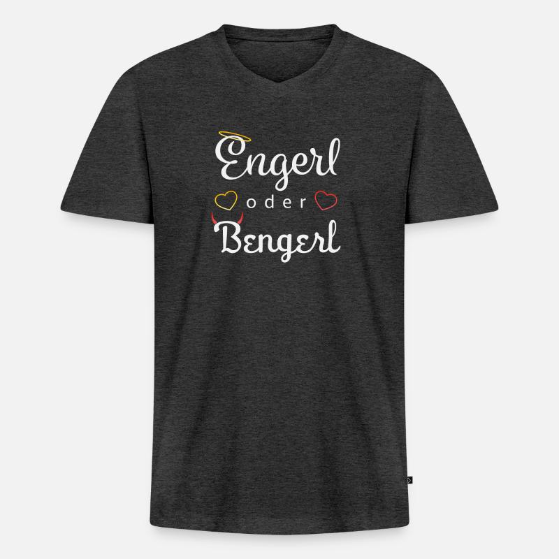Engerl oder Bengerl - Männer Premium Bio T-Shirt mit V-Ausschnitt - Anthrazit meliert