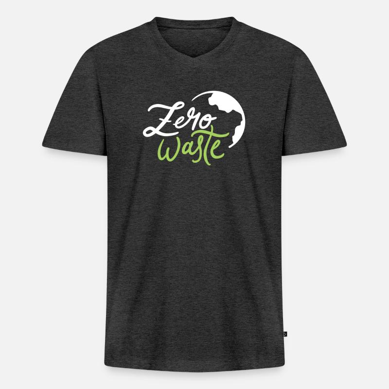 Zero Waste - Männer Premium Bio T-Shirt mit V-Ausschnitt - Anthrazit meliert