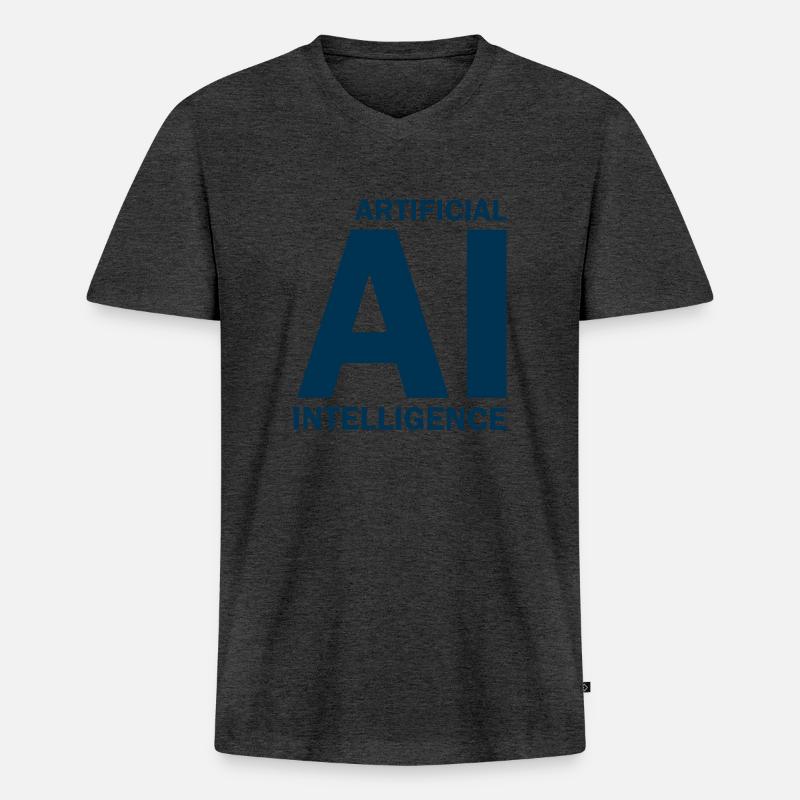 Artificial Intelligence - Künstliche Intelligenz - Männer Premium Bio T-Shirt mit V-Ausschnitt - Anthrazit meliert