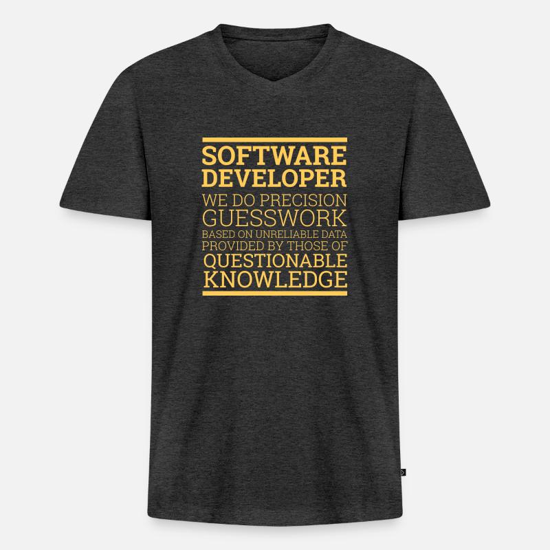 "Software Developer" | Programmer - Men's Premium Organic T-shirt with V-neck - heather anthracite