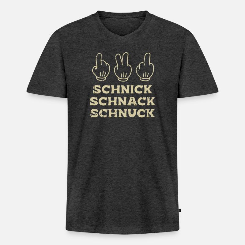 Schnick Schnack Schnuck Mittelfinger - Männer Premium Bio T-Shirt mit V-Ausschnitt - Anthrazit meliert