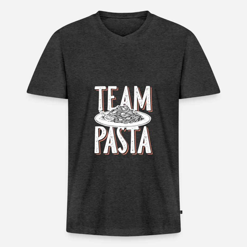 team Pasta spaghetti - Männer Premium Bio T-Shirt mit V-Ausschnitt - Anthrazit meliert