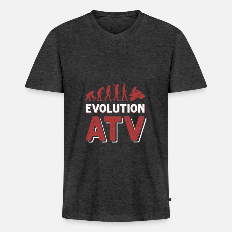 Quad Evolution Quadfahrer - Männer Premium Bio T-Shirt mit V-Ausschnitt - Anthrazit meliert