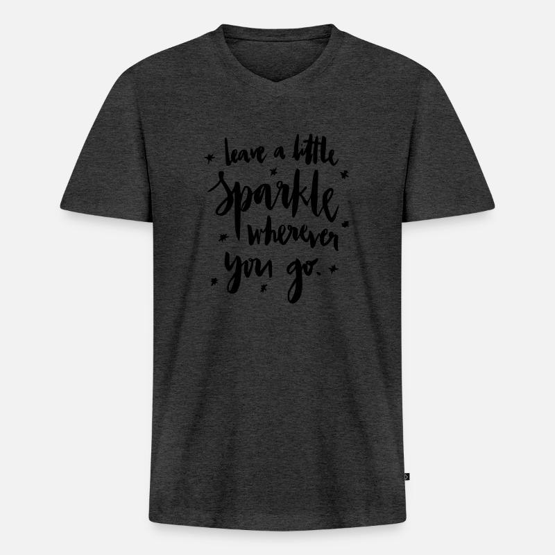 Leave a lil Sparkle :D - Männer Premium Bio T-Shirt mit V-Ausschnitt - Anthrazit meliert