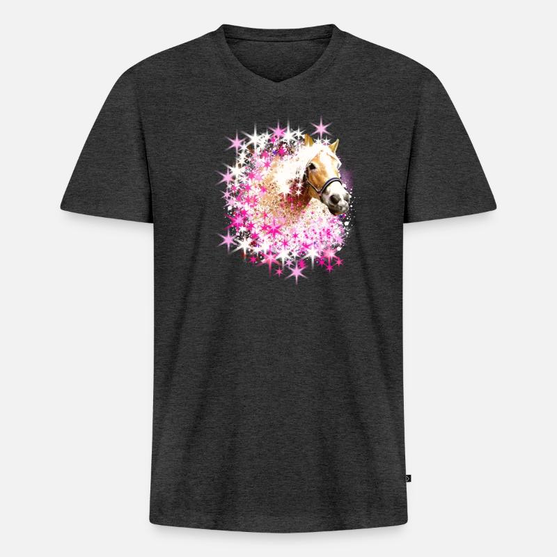 pferd,haflinger, graffiti, malerei,pferde,sterne - Männer Premium Bio T-Shirt mit V-Ausschnitt - Anthrazit meliert