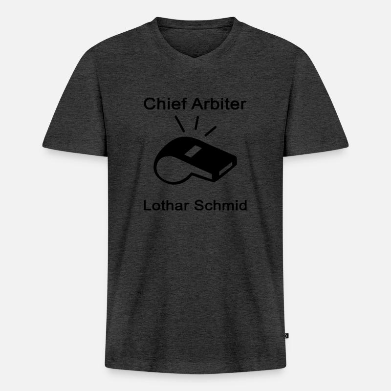 Chief Arbiter - Lothar Schmid Pfeife - Männer Premium Bio T-Shirt mit V-Ausschnitt - Anthrazit meliert