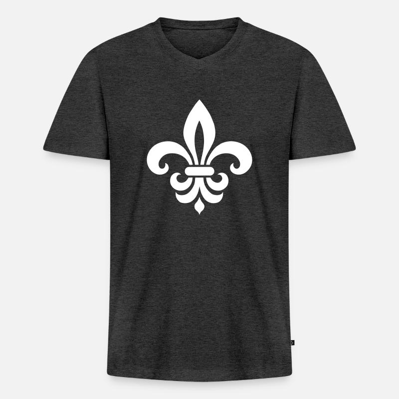 Fleur de Lis Erbe - Männer Premium Bio T-Shirt mit V-Ausschnitt - Anthrazit meliert