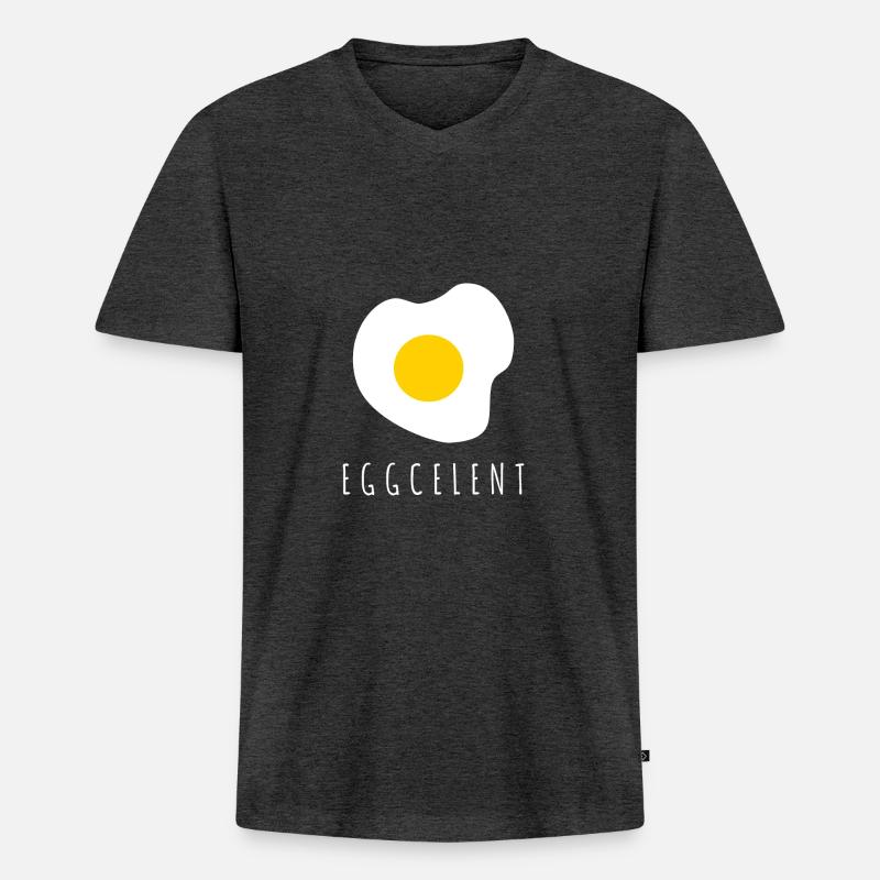 Egg Ei Spiegelei Eggcelent - Männer Premium Bio T-Shirt mit V-Ausschnitt - Anthrazit meliert