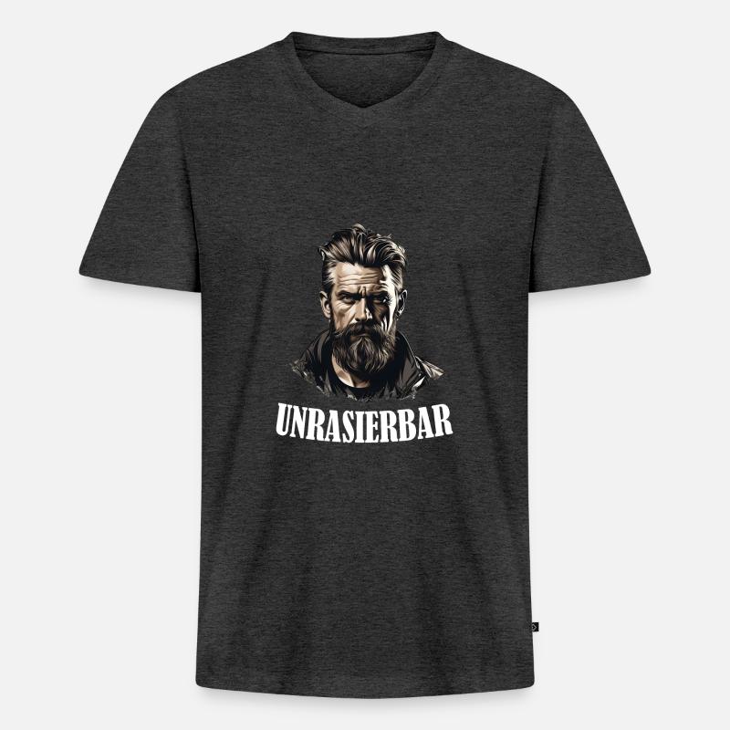 Lustiger Bart Spruch Wikinger Bartträger - Männer Premium Bio T-Shirt mit V-Ausschnitt - Anthrazit meliert