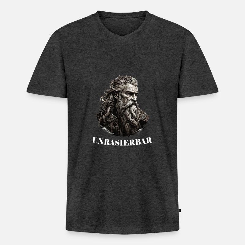 Wikinger Bartträger Lustiger Bart Spruch - Männer Premium Bio T-Shirt mit V-Ausschnitt - Anthrazit meliert