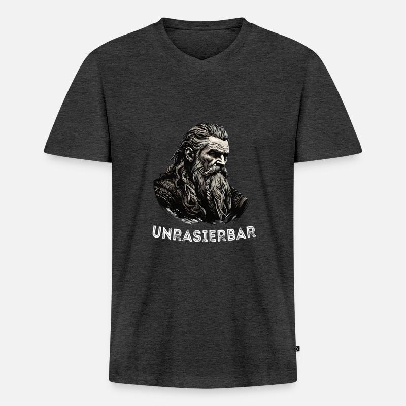 Lustiger Bart Spruch Wikinger Bartträger - Männer Premium Bio T-Shirt mit V-Ausschnitt - Anthrazit meliert