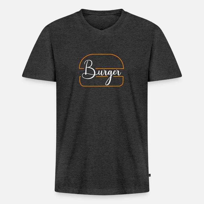 Burger Hamburger - Männer Premium Bio T-Shirt mit V-Ausschnitt - Anthrazit meliert