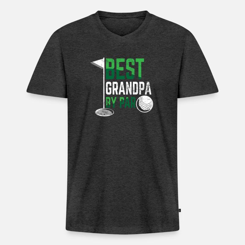 golf opa - Männer Premium Bio T-Shirt mit V-Ausschnitt - Anthrazit meliert