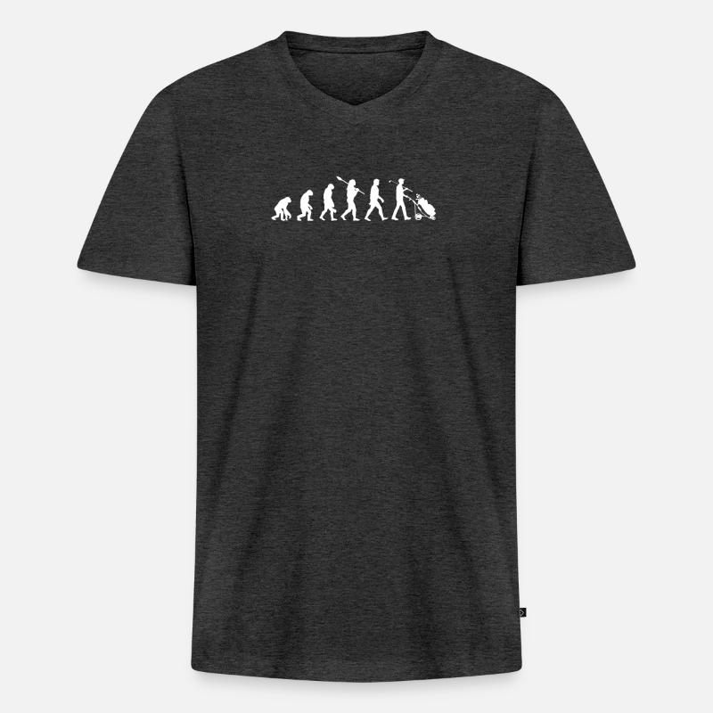 Golf Evolution Golfer Golfspieler Geschenk - Männer Premium Bio T-Shirt mit V-Ausschnitt - Anthrazit meliert