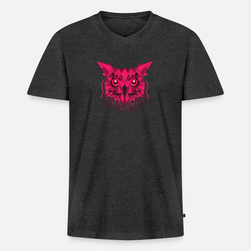Eule - Eulenkopf - Kryptisch - Tier - Männer Premium Bio T-Shirt mit V-Ausschnitt - Anthrazit meliert