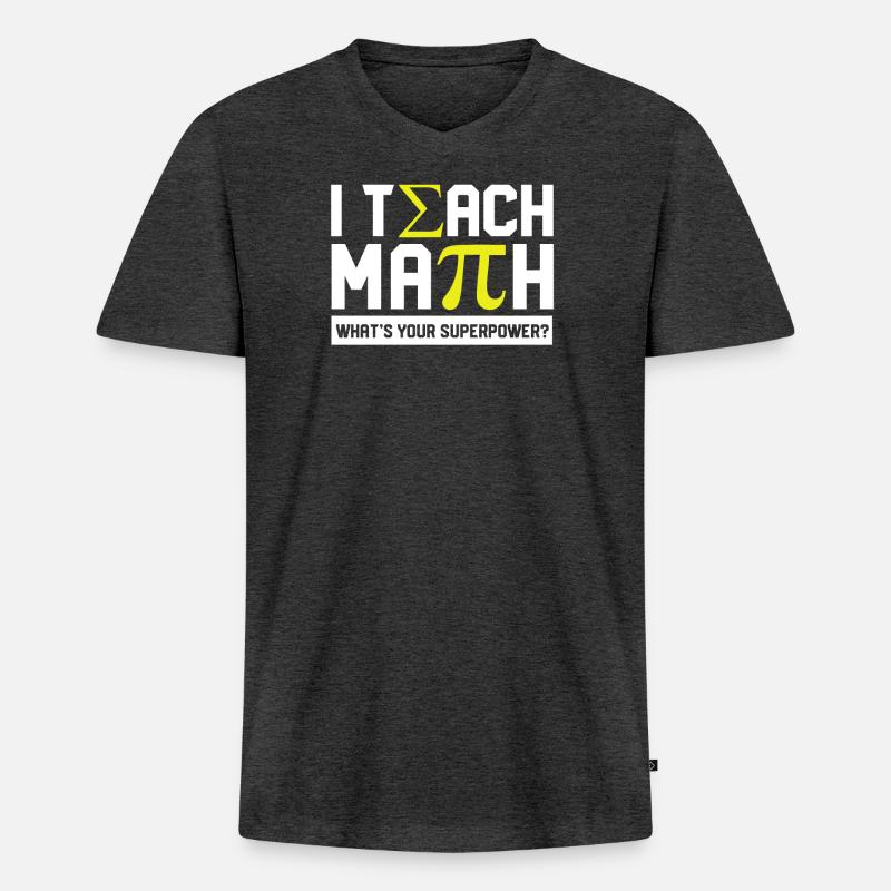 Math Design - Männer Premium Bio T-Shirt mit V-Ausschnitt - Anthrazit meliert