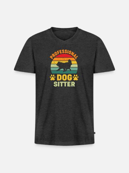 Professional Dog Sitter - Männer Premium Bio T-Shirt mit V-Ausschnitt - Anthrazit meliert