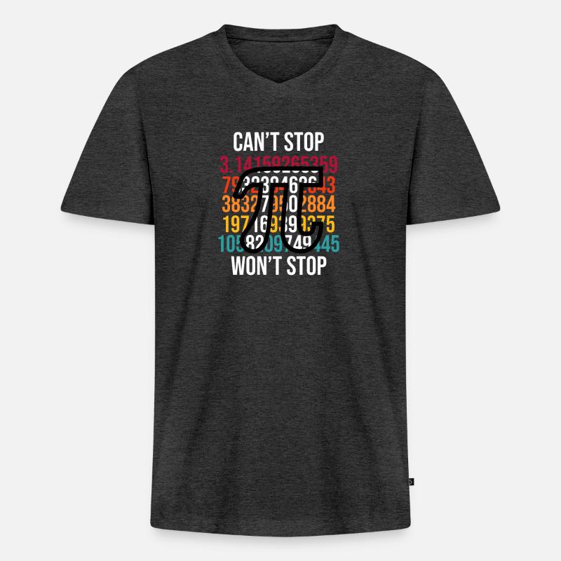 Math Pi - Männer Premium Bio T-Shirt mit V-Ausschnitt - Anthrazit meliert